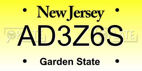 AD3Z6S New Jersey License Plate