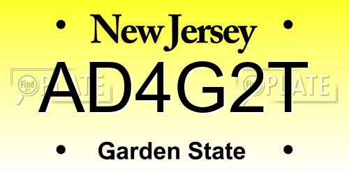 AD4G2T New Jersey License Plate
