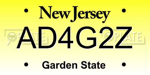 AD4G2Z New Jersey License Plate