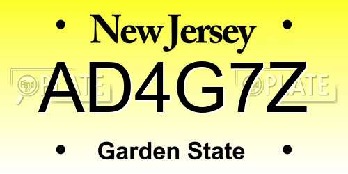 AD4G7Z New Jersey License Plate