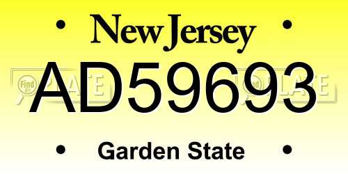 AD59693 New Jersey License Plate