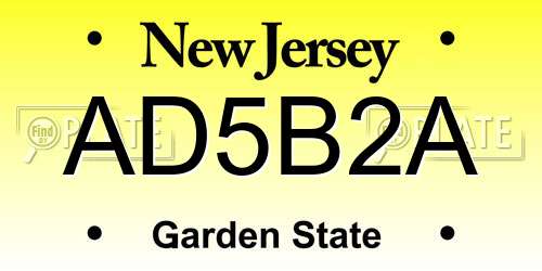 AD5B2A New Jersey License Plate