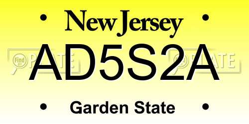AD5S2A New Jersey License Plate