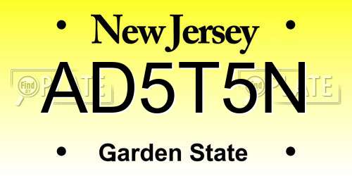 AD5T5N New Jersey License Plate