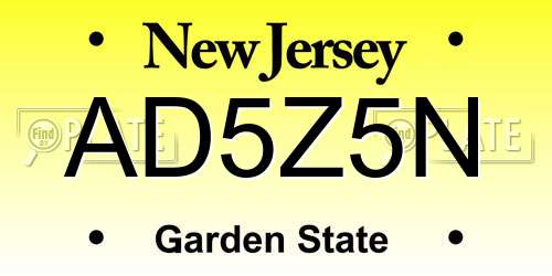 AD5Z5N New Jersey License Plate