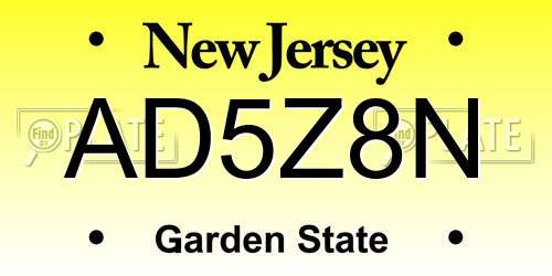 AD5Z8N New Jersey License Plate