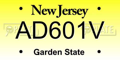 AD601V New Jersey License Plate
