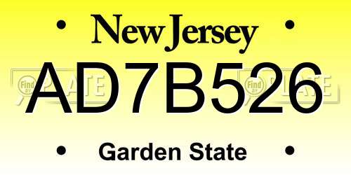 AD7B526 New Jersey License Plate
