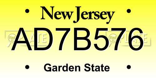 AD7B576 New Jersey License Plate