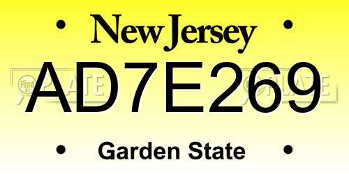 AD7E269 New Jersey License Plate