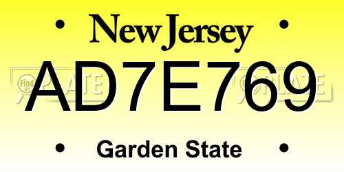 AD7E769 New Jersey License Plate