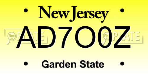 AD7O0Z New Jersey License Plate