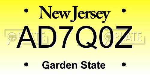 AD7Q0Z New Jersey License Plate