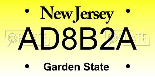 AD8B2A New Jersey License Plate