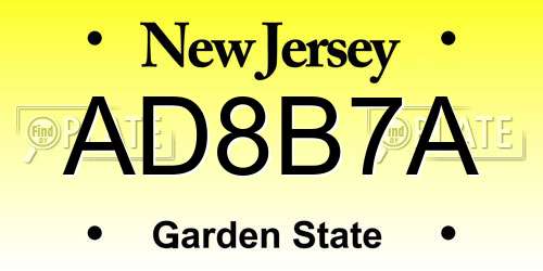 AD8B7A New Jersey License Plate