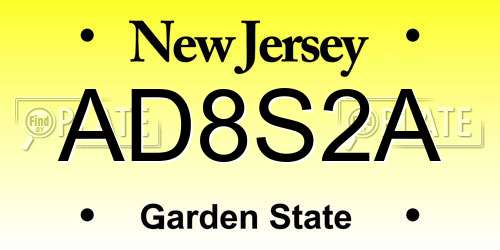 AD8S2A New Jersey License Plate