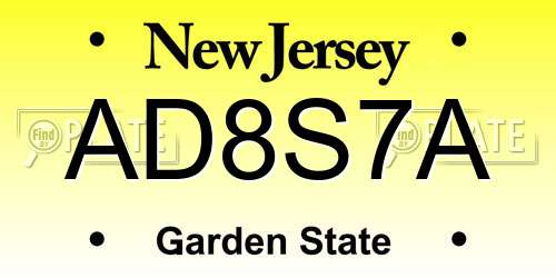 AD8S7A New Jersey License Plate