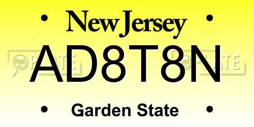 AD8T8N New Jersey License Plate