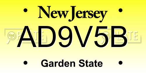 AD9V5B New Jersey License Plate