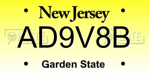 AD9V8B New Jersey License Plate