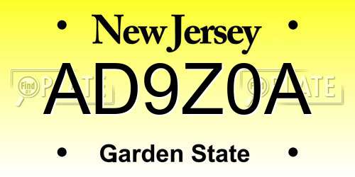 AD9Z0A New Jersey License Plate