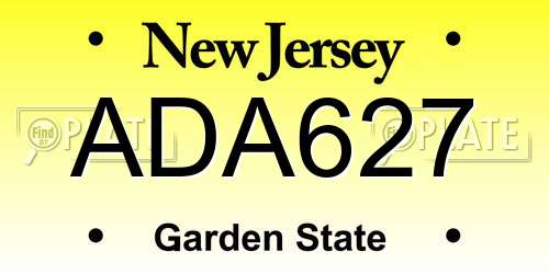 ADA627 New Jersey License Plate