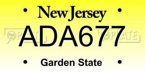 ADA677 New Jersey License Plate