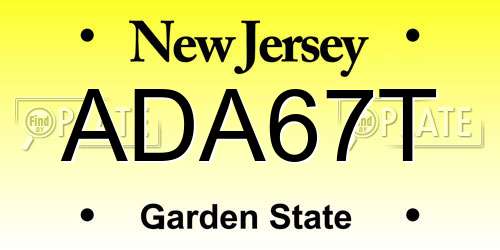 ADA67T New Jersey License Plate