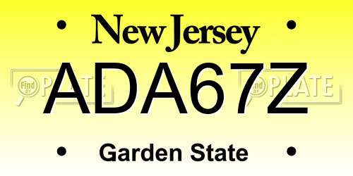 ADA67Z New Jersey License Plate