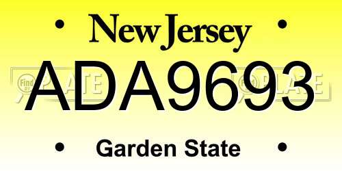 ADA9693 New Jersey License Plate