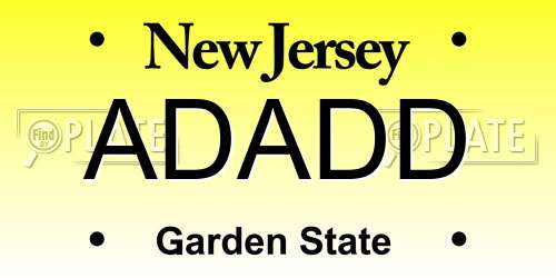 ADADD New Jersey License Plate