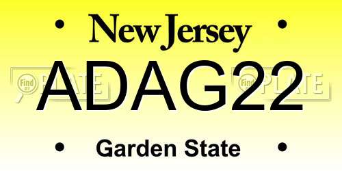 ADAG22 New Jersey License Plate