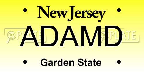 ADAMD New Jersey License Plate