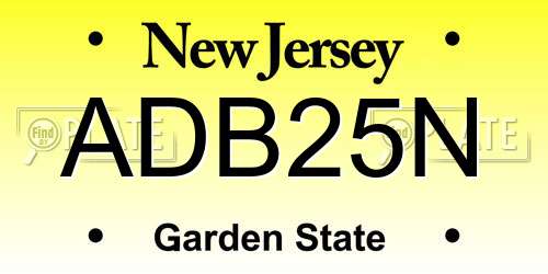ADB25N New Jersey License Plate