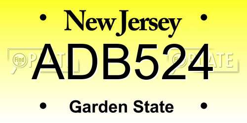 ADB524 New Jersey License Plate