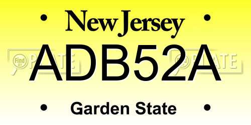 ADB52A New Jersey License Plate
