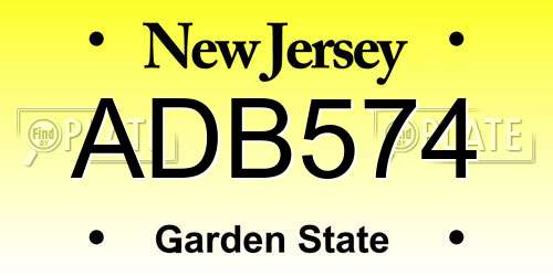 ADB574 New Jersey License Plate
