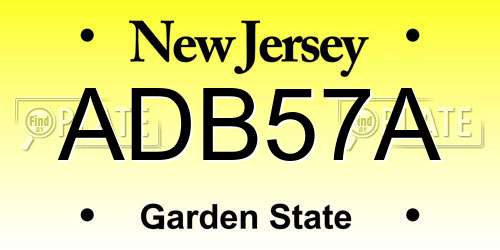 ADB57A New Jersey License Plate