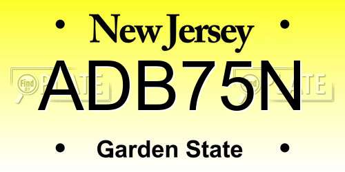 ADB75N New Jersey License Plate
