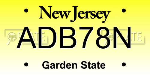 ADB78N New Jersey License Plate