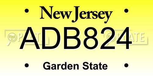 ADB824 New Jersey License Plate
