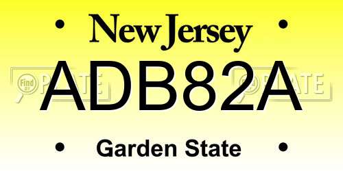 ADB82A New Jersey License Plate