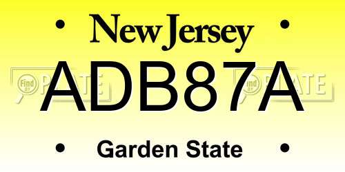ADB87A New Jersey License Plate