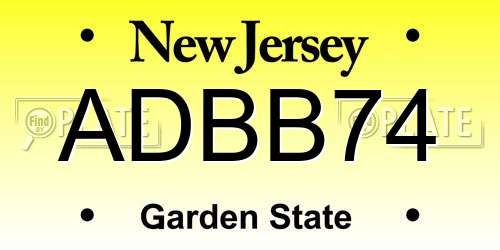 ADBB74 New Jersey License Plate