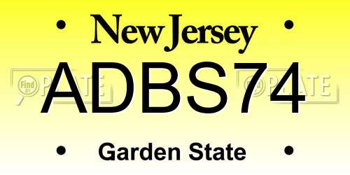 ADBS74 New Jersey License Plate