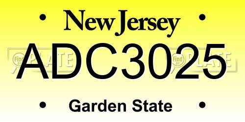 ADC3025 New Jersey License Plate