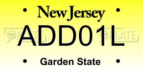 ADD01L New Jersey License Plate