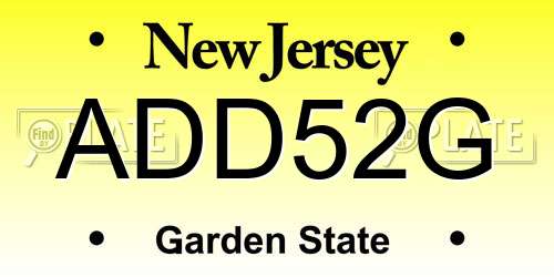 ADD52G New Jersey License Plate