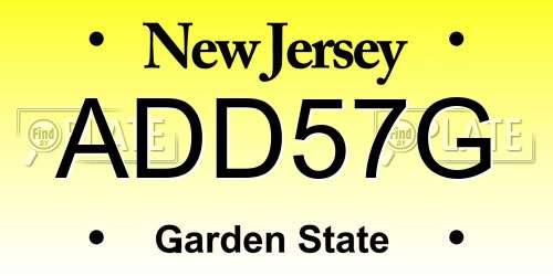 ADD57G New Jersey License Plate