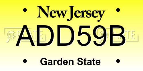 ADD59B New Jersey License Plate